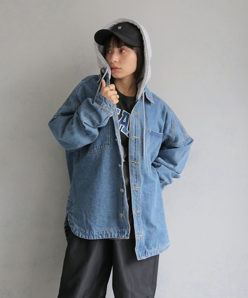 セール】【HER CLOSET】フード付き2WAYビッグシルエットデニム