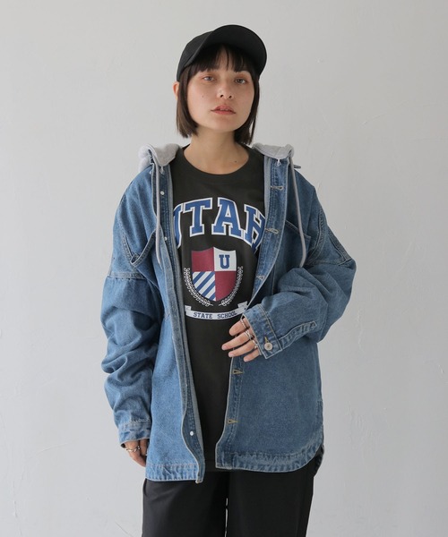 セール】【HER CLOSET】フード付き2WAYビッグシルエットデニム