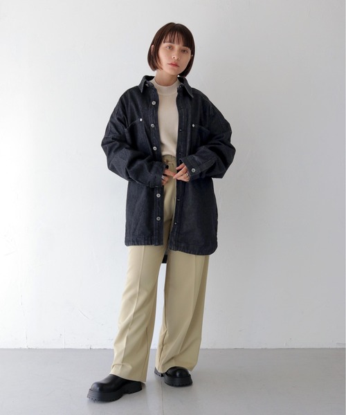 ジャケット・アウター Knit Denim Shop coat セール】【HER CLOSET】フード付き2WAYビッグシルエットデニム