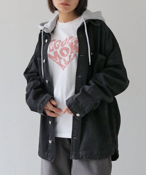 セール】【HER CLOSET】フード付き2WAYビッグシルエットデニム