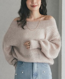 【女子力UP】キッドモヘアラメクロップドニット