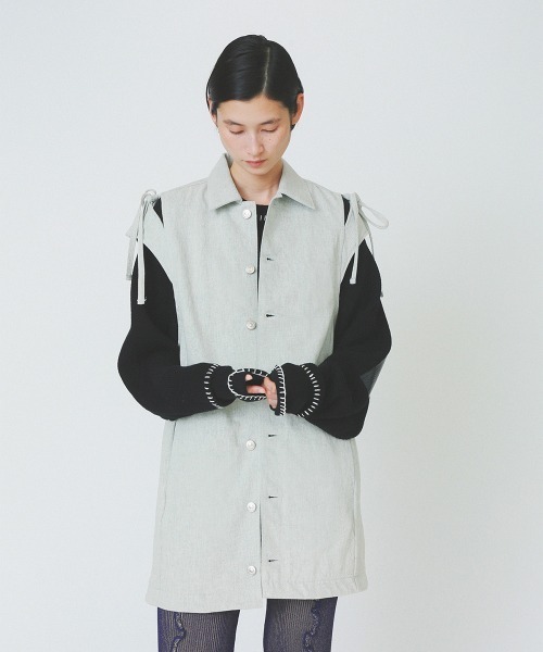 soduk（スドーク）の「【soduk】ribbon denim vest（ベスト・レディース・グレー・ONE SIZE）」の5枚目の写真