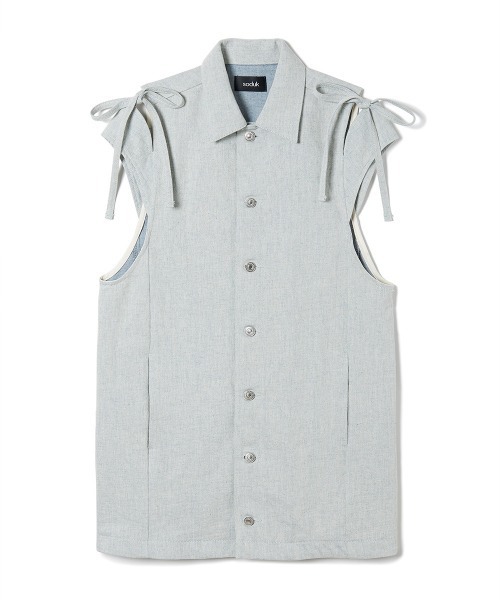 soduk（スドーク）の「【soduk】ribbon denim vest（ベスト・レディース・グレー・ONE SIZE）」の12枚目の写真