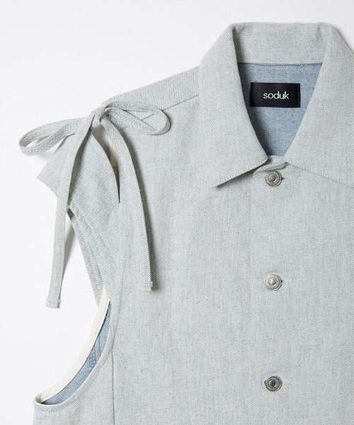 soduk（スドーク）の「【soduk】ribbon denim vest（ベスト・レディース・グレー・ONE SIZE）」の14枚目の写真