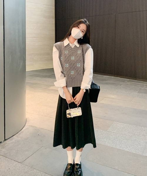 LAC-VERT（ラック・ヴェール）の「シンプルロングプリーツスカート（スカート・レディース・グレー/ブラック・FREE）」の6枚目の写真