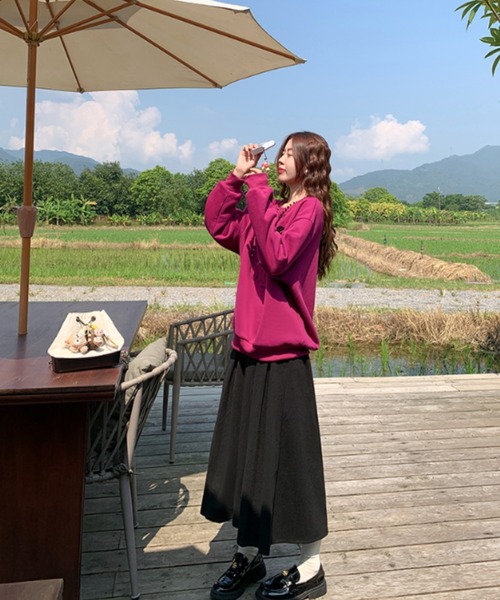 LAC-VERT（ラック・ヴェール）の「シンプルロングプリーツスカート（スカート・レディース・グレー/ブラック・FREE）」の7枚目の写真