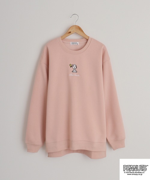 PEANUTS(ピーナッツ)の「PEANUTS ワンポイント刺繍ドロップショルダートレーナー(スウェット・メンズ・マスタード/ピンクベージュ/ブラック/ホワイト/杢グレー/レッド・LL/M/L)」の12枚目の写真