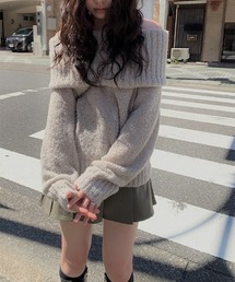 オフショル ニット オフショルダー」に該当するグレー/灰色系の