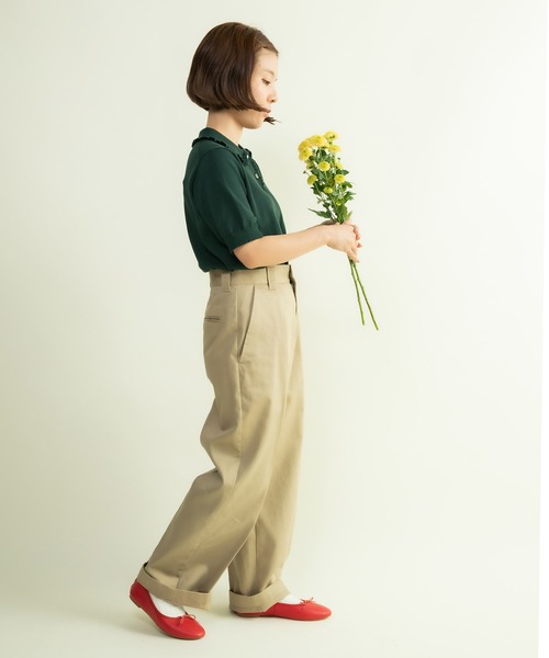 CHILD WOMAN(チャイルドウーマン)の「強撚綿 襟フリルポロニット(ニット/セーター・レディース・レッド/グリーン/ホワイト/その他/ブラック・FREE)」の6枚目の写真