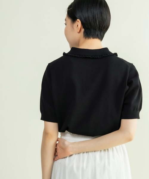 CHILD WOMAN(チャイルドウーマン)の「強撚綿 襟フリルポロニット(ニット/セーター・レディース・レッド/グリーン/ホワイト/その他/ブラック・FREE)」の19枚目の写真