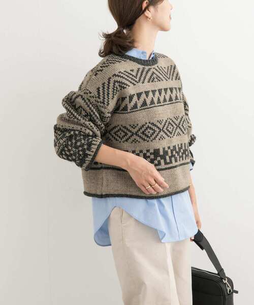 URBAN RESEARCH DOORS（アーバンリサーチドアーズ）の「柄編みショート丈ニット（ニット/セーター・レディース・ベージュ系その他/ホワイト系その他・MEDIUM）」の14枚目の写真