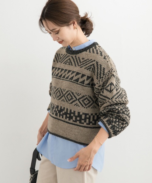 URBAN RESEARCH DOORS（アーバンリサーチドアーズ）の「柄編みショート丈ニット（ニット/セーター・レディース・ベージュ系その他/ホワイト系その他・MEDIUM）」の18枚目の写真