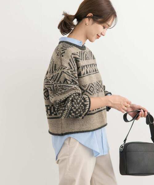 URBAN RESEARCH DOORS（アーバンリサーチドアーズ）の「柄編みショート丈ニット（ニット/セーター・レディース・ベージュ系その他/ホワイト系その他・MEDIUM）」の20枚目の写真