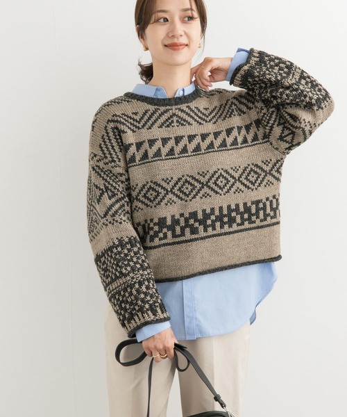 URBAN RESEARCH DOORS（アーバンリサーチドアーズ）の「柄編みショート丈ニット（ニット/セーター・レディース・ベージュ系その他/ホワイト系その他・MEDIUM）」の21枚目の写真