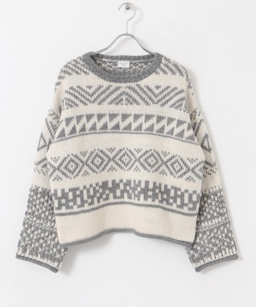 URBAN RESEARCH DOORS（アーバンリサーチドアーズ）の「柄編みショート丈ニット（ニット/セーター・レディース・ベージュ系その他/ホワイト系その他・MEDIUM）」の6枚目の写真