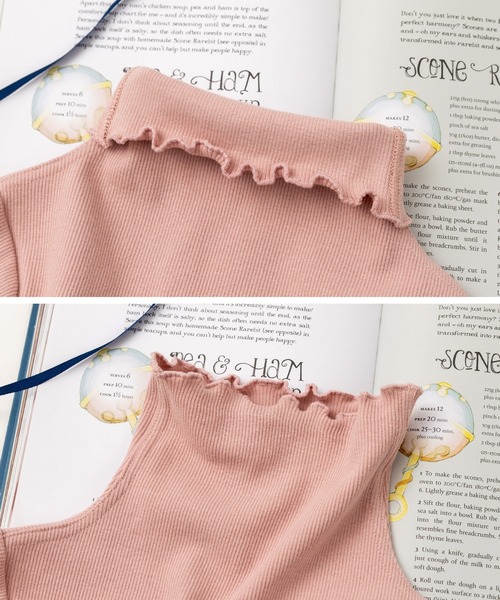 panpantutu（パンパンチュチュ）の「シャーリングハイネックトップ（Tシャツ/カットソー・キッズ・ライトグレー/ブラック/スモークピンク・120cm/130cm/140cm/90cm/110cm/100cm）」の5枚目の写真