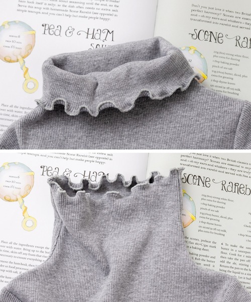 panpantutu（パンパンチュチュ）の「シャーリングハイネックトップ（Tシャツ/カットソー・キッズ・ライトグレー/ブラック/スモークピンク・120cm/130cm/140cm/90cm/110cm/100cm）」の7枚目の写真