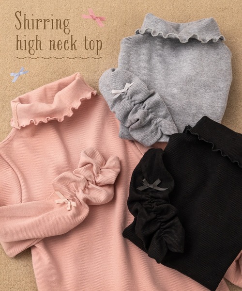 panpantutu（パンパンチュチュ）の「シャーリングハイネックトップ（Tシャツ/カットソー・キッズ・ライトグレー/ブラック/スモークピンク・120cm/130cm/140cm/90cm/110cm/100cm）」の10枚目の写真