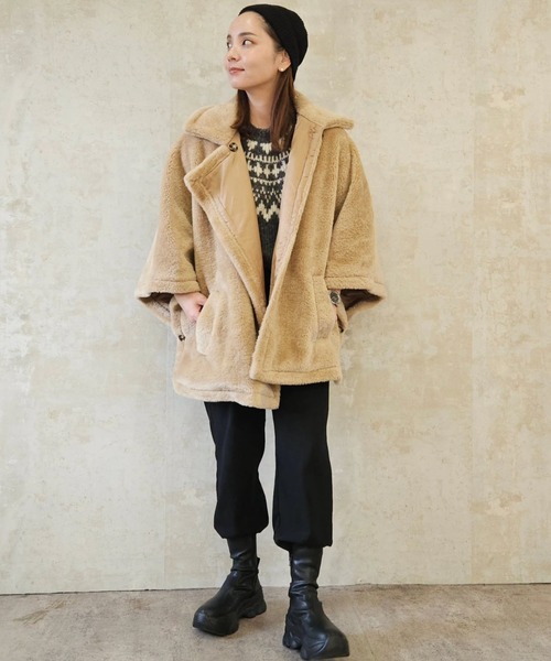 AMELY(エミリー)の「ケープデザインジャケット(その他アウター・レディース・ブラック/ブラウン/ベージュ/ライトブラウン・フリー)」の5枚目の写真