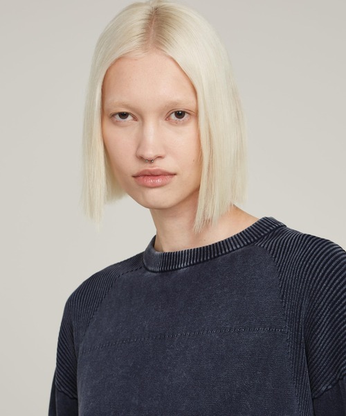 G-STAR（ジースター）の「WASHED LIGHTWEIGHT BIKER KNITTED SWEATER/ヴィンテージライクバイカーデザインニットセーター（ニット/セーター・レディース・ブルー系その他・MEDIUM/X-SMALL/SMALL）」の4枚目の写真