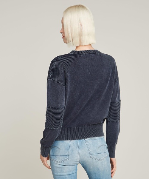 G-STAR（ジースター）の「WASHED LIGHTWEIGHT BIKER KNITTED SWEATER/ヴィンテージライクバイカーデザインニットセーター（ニット/セーター・レディース・ブルー系その他・MEDIUM/X-SMALL/SMALL）」の7枚目の写真