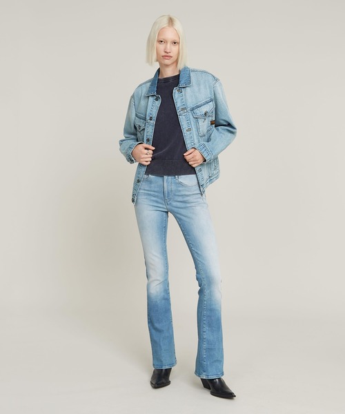 G-STAR（ジースター）の「WASHED LIGHTWEIGHT BIKER KNITTED SWEATER/ヴィンテージライクバイカーデザインニットセーター（ニット/セーター・レディース・ブルー系その他・MEDIUM/X-SMALL/SMALL）」の6枚目の写真