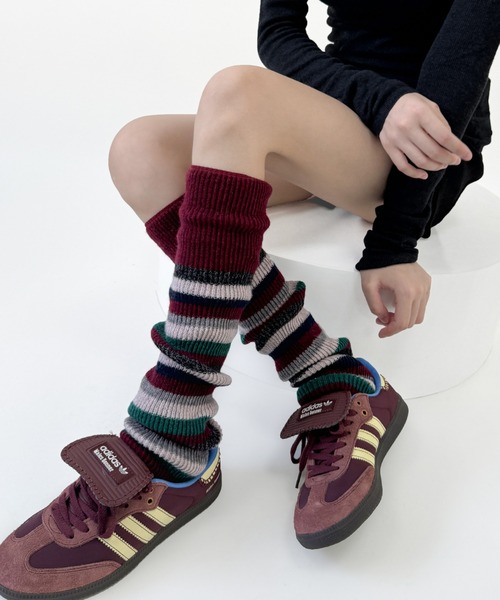 Vipoa（ヴィポア）の「マルチボーダーニットレッグウォーマー（レッグウォーマー・レディース・ブラック/アイボリー/ネイビー/ベージュ/グレー/バーガンディー・FREE）」の6枚目の写真