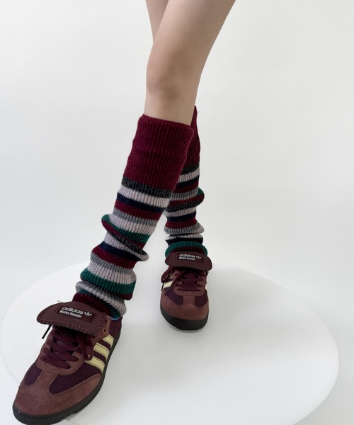 Vipoa（ヴィポア）の「マルチボーダーニットレッグウォーマー（レッグウォーマー・レディース・ブラック/アイボリー/ネイビー/ベージュ/グレー/バーガンディー・FREE）」の10枚目の写真