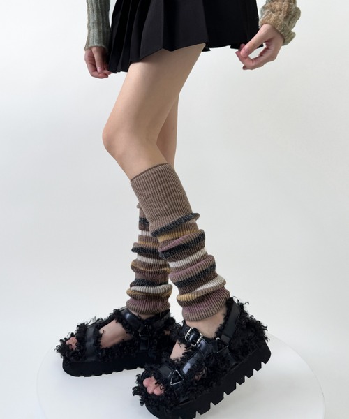 Vipoa（ヴィポア）の「マルチボーダーニットレッグウォーマー（レッグウォーマー・レディース・ブラック/アイボリー/ネイビー/ベージュ/グレー/バーガンディー・FREE）」の15枚目の写真