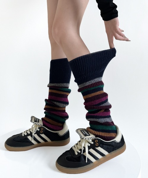 Vipoa（ヴィポア）の「マルチボーダーニットレッグウォーマー（レッグウォーマー・レディース・ブラック/アイボリー/ネイビー/ベージュ/グレー/バーガンディー・FREE）」の18枚目の写真