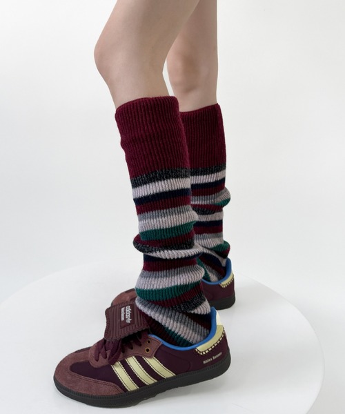 Vipoa（ヴィポア）の「マルチボーダーニットレッグウォーマー（レッグウォーマー・レディース・ブラック/アイボリー/ネイビー/ベージュ/グレー/バーガンディー・FREE）」の19枚目の写真