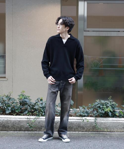 BACK NUMBER(バックナンバー)の「BACK NUMBER(バックナンバー)【メンズ】スキッパーコットンニット(ニット/セーター・メンズ・ライトベージュ/ブラック・M/L/XL)」の5枚目の写真