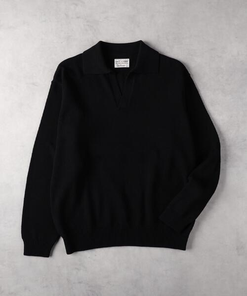 BACK NUMBER(バックナンバー)の「BACK NUMBER(バックナンバー)【メンズ】スキッパーコットンニット(ニット/セーター・メンズ・ライトベージュ/ブラック・M/L/XL)」の6枚目の写真