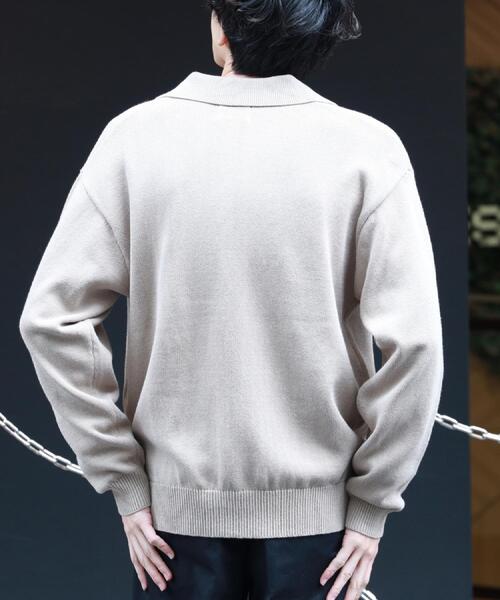 BACK NUMBER(バックナンバー)の「BACK NUMBER(バックナンバー)【メンズ】スキッパーコットンニット(ニット/セーター・メンズ・ライトベージュ/ブラック・M/L/XL)」の7枚目の写真