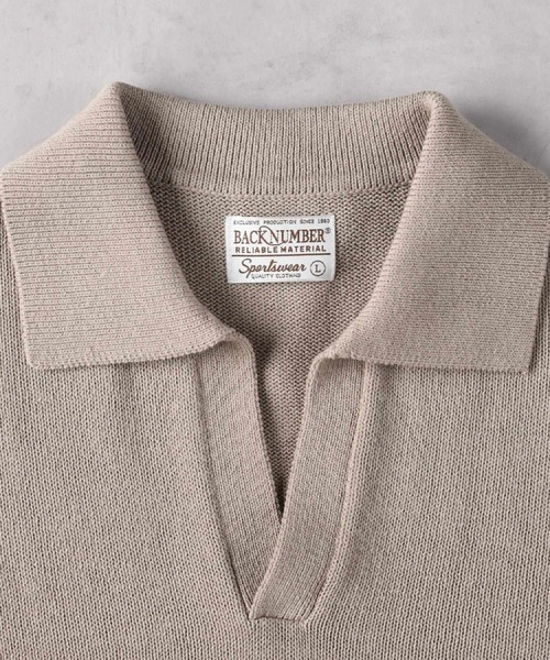 BACK NUMBER(バックナンバー)の「BACK NUMBER(バックナンバー)【メンズ】スキッパーコットンニット(ニット/セーター・メンズ・ライトベージュ/ブラック・M/L/XL)」の12枚目の写真