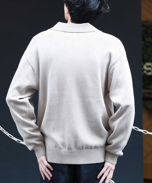 BACK NUMBER（バックナンバー）の「【BACK NUMBER】スキッパーコットンニット（ニット/セーター・メンズ・ライトベージュ/ブラック・M/L/XL）」の4枚目の写真