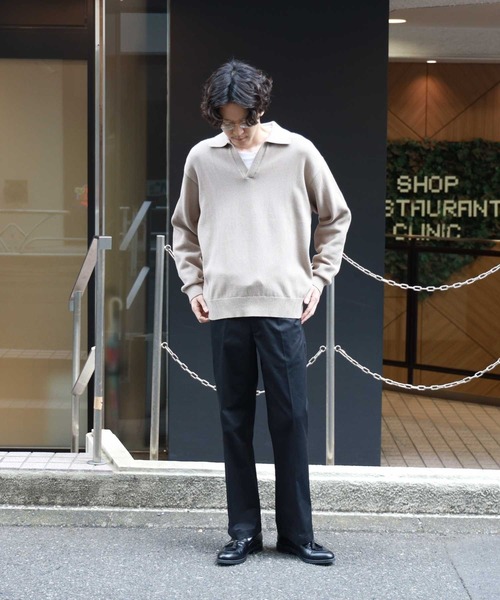 BACK NUMBER（バックナンバー）の「【BACK NUMBER】スキッパーコットンニット（ニット/セーター・メンズ・ライトベージュ/ブラック・M/L/XL）」の5枚目の写真