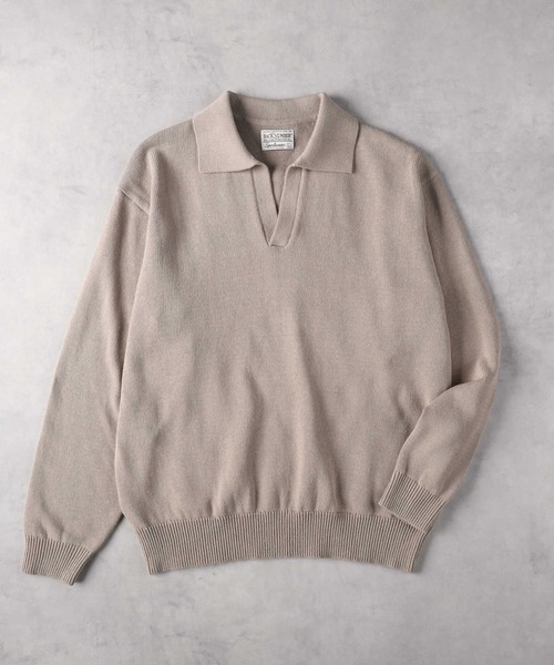 BACK NUMBER（バックナンバー）の「【BACK NUMBER】スキッパーコットンニット（ニット/セーター・メンズ・ライトベージュ/ブラック・M/L/XL）」の9枚目の写真