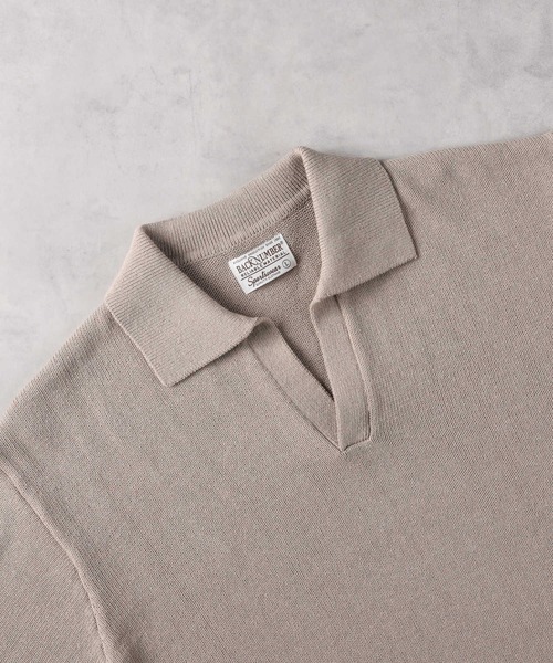 BACK NUMBER（バックナンバー）の「【BACK NUMBER】スキッパーコットンニット（ニット/セーター・メンズ・ライトベージュ/ブラック・M/L/XL）」の11枚目の写真
