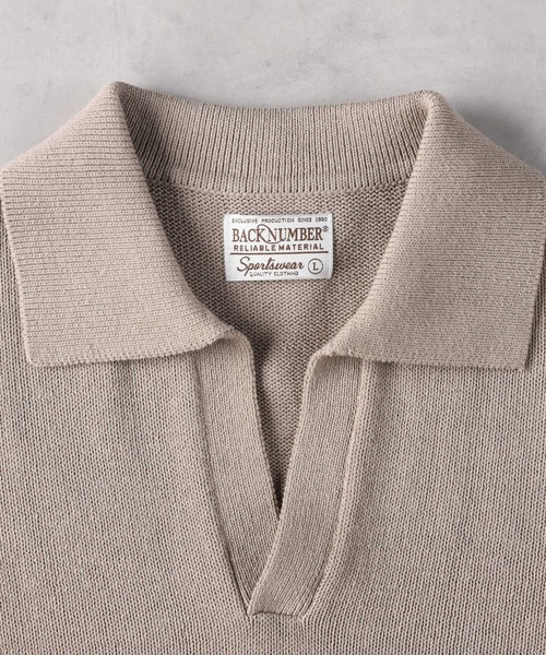 BACK NUMBER（バックナンバー）の「【BACK NUMBER】スキッパーコットンニット（ニット/セーター・メンズ・ライトベージュ/ブラック・M/L/XL）」の12枚目の写真