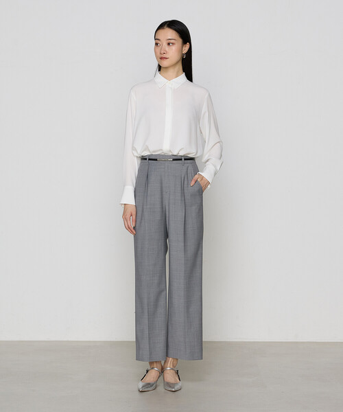 COMME CA（コムサ）の「トリアセジョーゼット シャツ（シャツ/ブラウス・レディース・グリーン系その他/ホワイト/ブラック・11号/9号）」の4枚目の写真