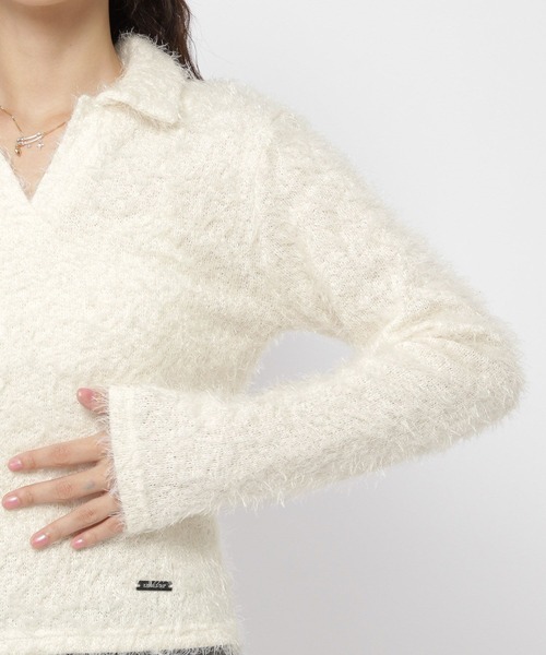 3.3 Field Trip （3.3フィールドトリップ）の「3.3 Field Trip／フェザースキッパーニット（ニット/セーター・レディース・オフホワイト/ブラウン/イエロー・FREE）」の5枚目の写真