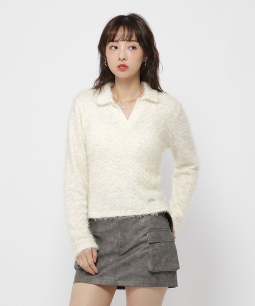 3.3 Field Trip （3.3フィールドトリップ）の「3.3 Field Trip／フェザースキッパーニット（ニット/セーター・レディース・オフホワイト/ブラウン/イエロー・FREE）」の21枚目の写真