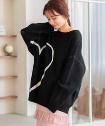 mysty woman | BIGハートジャガードニットプルオーバー  322311(ニット/セーター)