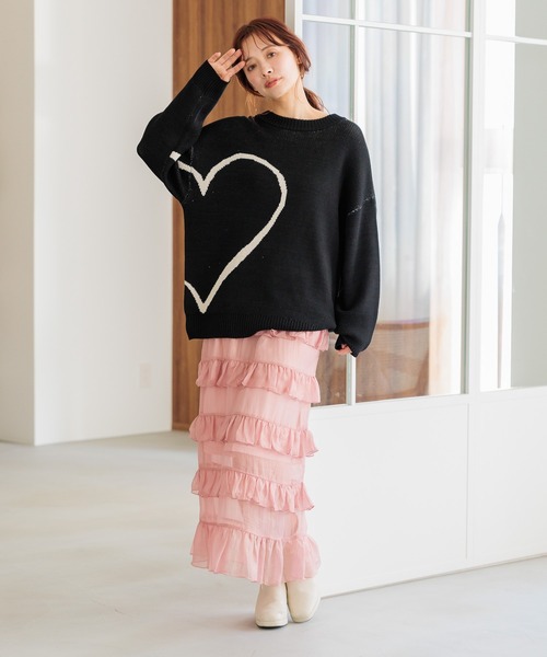 mysty woman（ミスティウーマン）の「BIGハートジャガードニットプルオーバー  322311（ニット/セーター・レディース・グレー/ブラック/アイボリー・FREE）」の5枚目の写真