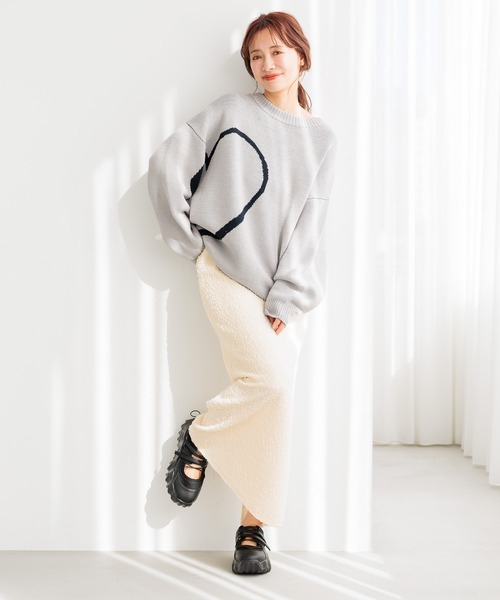 mysty woman（ミスティウーマン）の「BIGハートジャガードニットプルオーバー  322311（ニット/セーター・レディース・グレー/ブラック/アイボリー・FREE）」の6枚目の写真