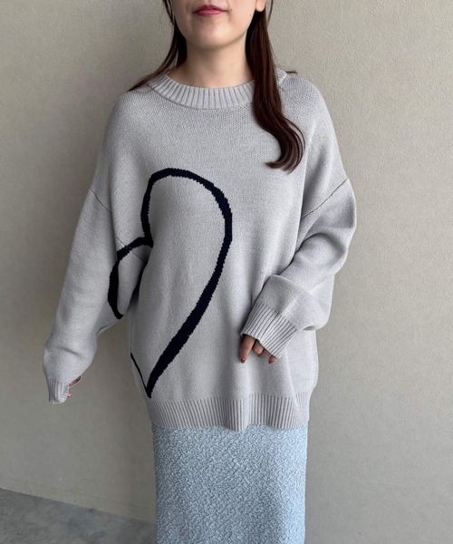 mysty woman（ミスティウーマン）の「BIGハートジャガードニットプルオーバー  322311（ニット/セーター・レディース・グレー/ブラック/アイボリー・FREE）」の21枚目の写真