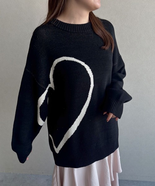 mysty woman（ミスティウーマン）の「BIGハートジャガードニットプルオーバー  322311（ニット/セーター・レディース・グレー/ブラック/アイボリー・FREE）」の19枚目の写真