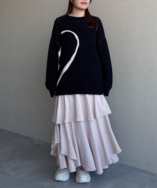 mysty woman（ミスティウーマン）の「BIGハートジャガードニットプルオーバー  322311（ニット/セーター・レディース・グレー/ブラック/アイボリー・FREE）」の18枚目の写真