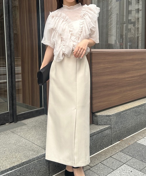 ♡新品タグ付き♡アシメフリルチュールブラウス♡ アシメフリルチュールブラウス - ベルーナ【公式】